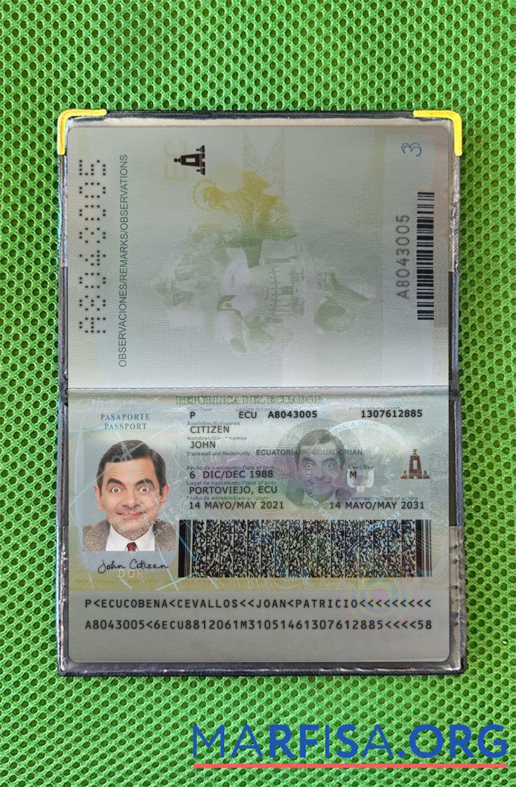 Realistic Ecuador passport 2021 present photolook example